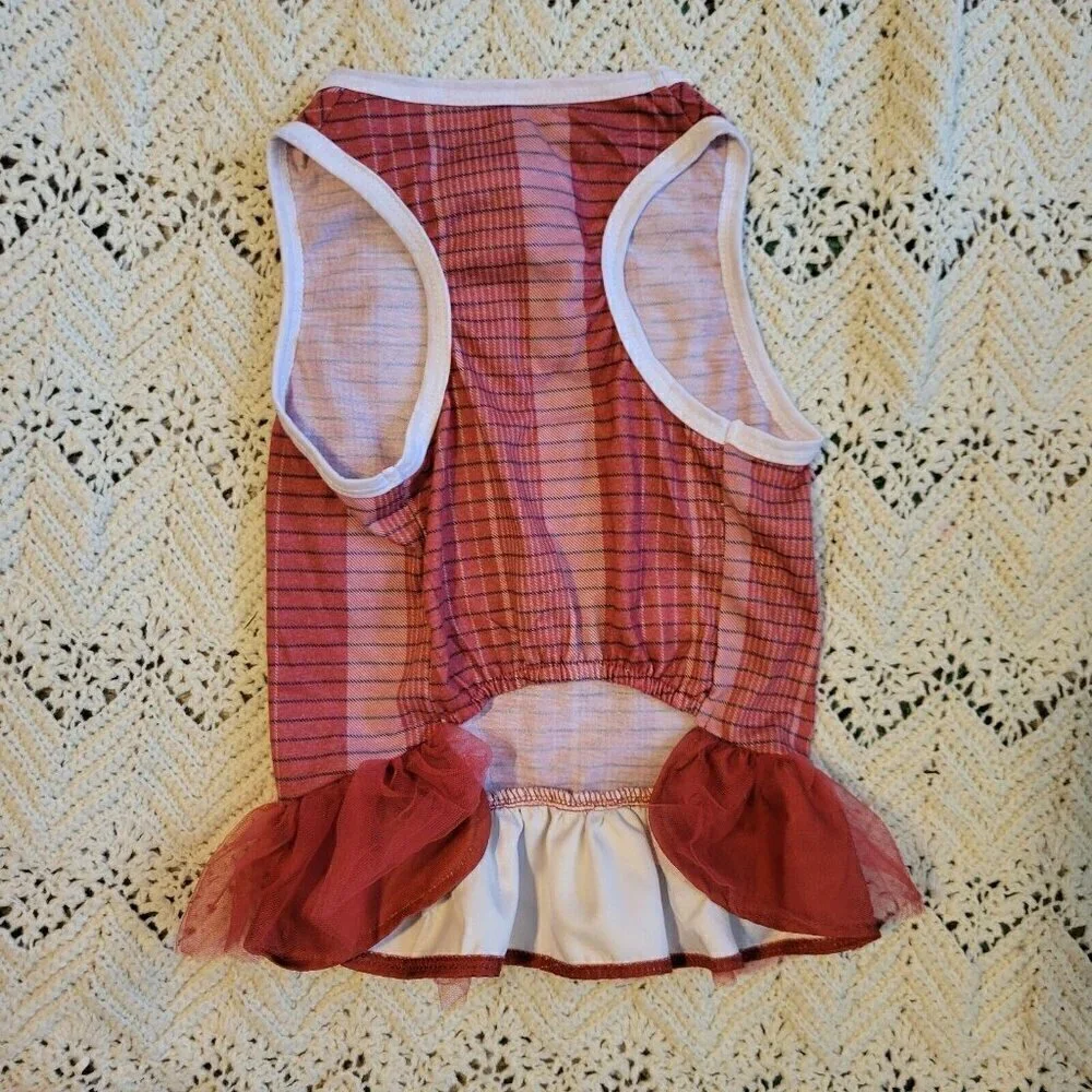 Tails & Noses Patriotic Red Plaid Dog Pet Dress Size L